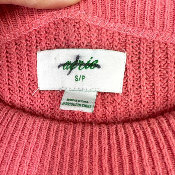 Aerie Coral Pink Very Soft Pullover Knit Ribbed Crewneck Oversized Sweater Small - Picture 3 of 5